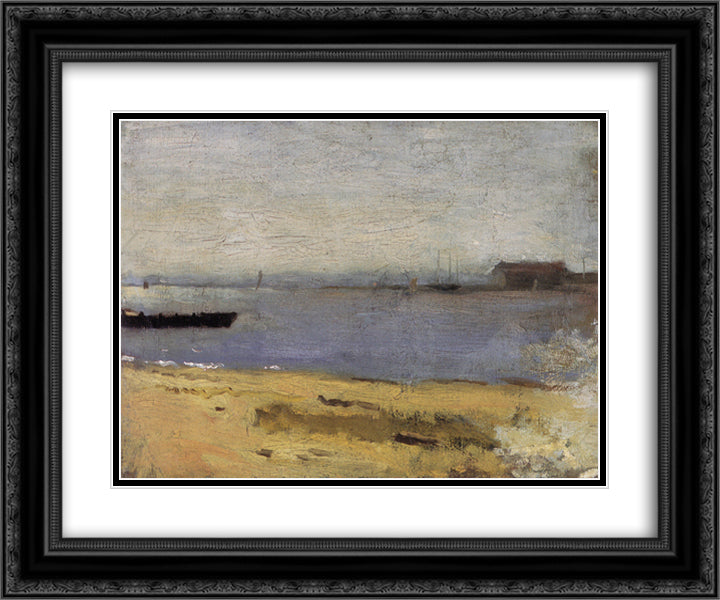 Delaware River Scene 24x20 Black Ornate Wood Framed Art Print Poster with Double Matting by Eakins, Thomas