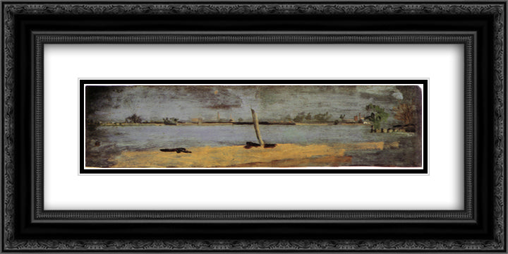 Delaware Riverscape from Gloucester 24x12 Black Ornate Wood Framed Art Print Poster with Double Matting by Eakins, Thomas