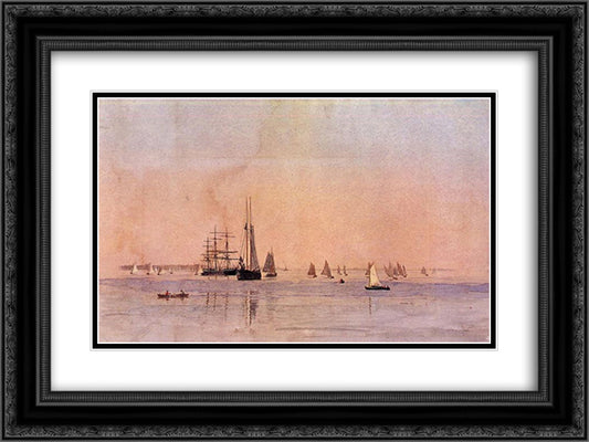 Drifting 24x18 Black Ornate Wood Framed Art Print Poster with Double Matting by Eakins, Thomas