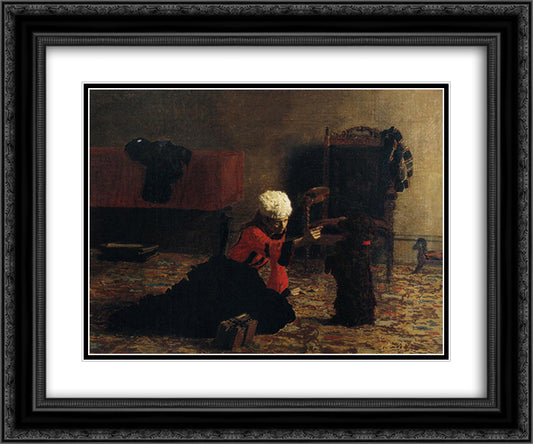 Elizabeth Crowell with a Dog 24x20 Black Ornate Wood Framed Art Print Poster with Double Matting by Eakins, Thomas