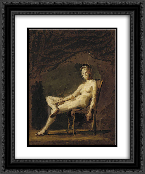 Female nude figure study for Arcadia 20x24 Black Ornate Wood Framed Art Print Poster with Double Matting by Eakins, Thomas