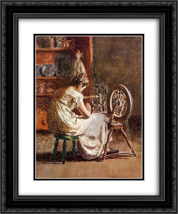 Homespun 20x24 Black Ornate Wood Framed Art Print Poster with Double Matting by Eakins, Thomas