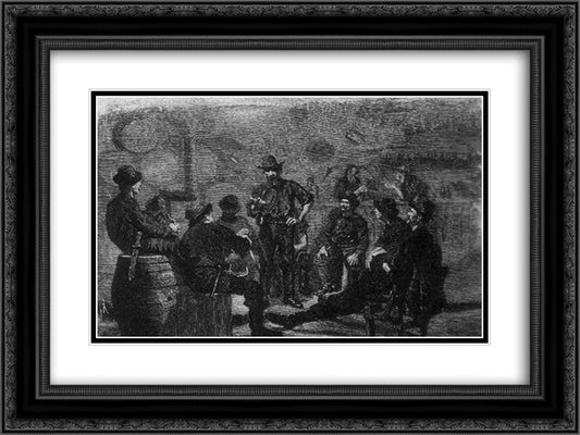 Illustration 24x18 Black Ornate Wood Framed Art Print Poster with Double Matting by Eakins, Thomas