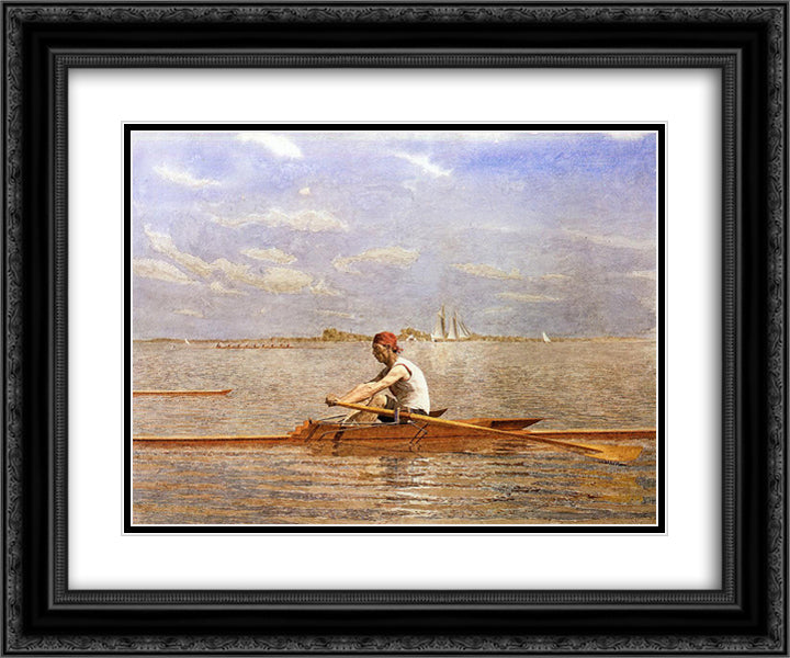 John Biglin in a Single Scull 24x20 Black Ornate Wood Framed Art Print Poster with Double Matting by Eakins, Thomas