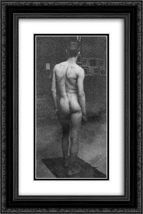 Male Nude (Samuel Murray) 16x24 Black Ornate Wood Framed Art Print Poster with Double Matting by Eakins, Thomas