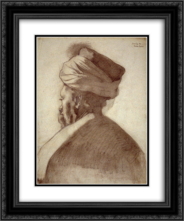 Man in Turban 20x24 Black Ornate Wood Framed Art Print Poster with Double Matting by Eakins, Thomas