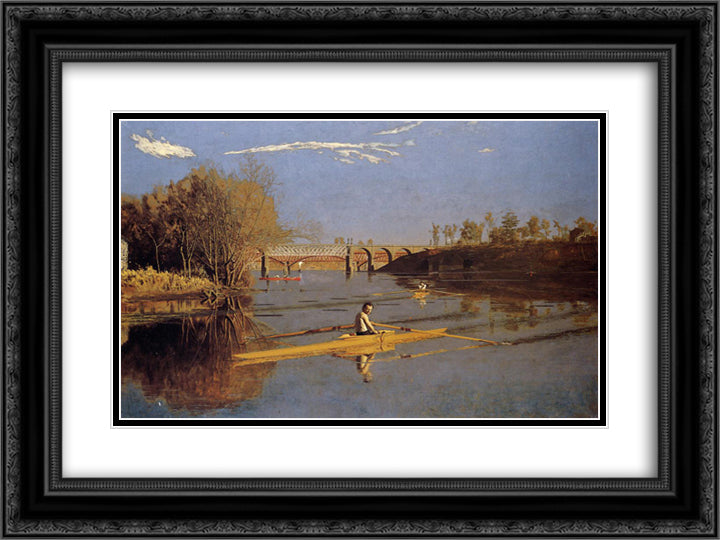 Max Schmitt in a Single Scull 24x18 Black Ornate Wood Framed Art Print Poster with Double Matting by Eakins, Thomas