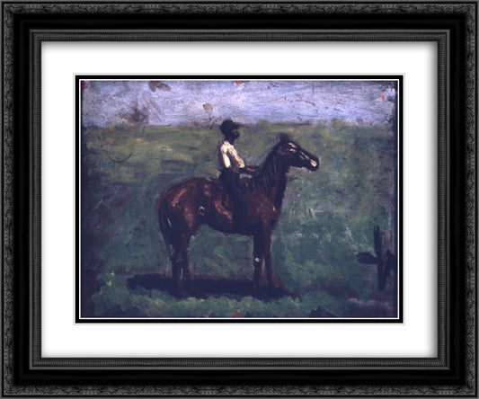 Negro boy on a bay horse 24x20 Black Ornate Wood Framed Art Print Poster with Double Matting by Eakins, Thomas