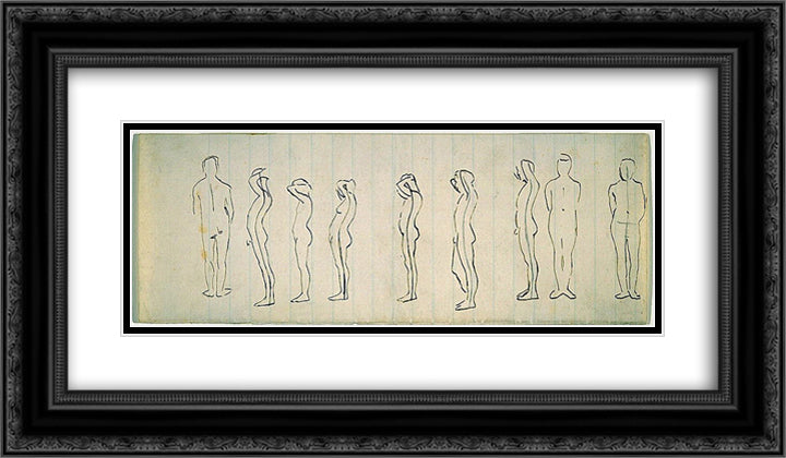 Nine studies of a figure 24x14 Black Ornate Wood Framed Art Print Poster with Double Matting by Eakins, Thomas