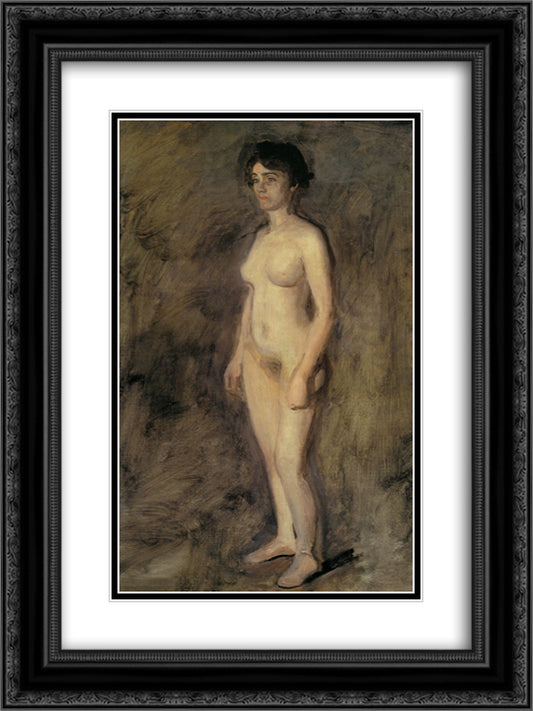 Nude Woman Standing 18x24 Black Ornate Wood Framed Art Print Poster with Double Matting by Eakins, Thomas