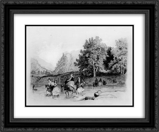 Peasants Crossing a Stream 24x20 Black Ornate Wood Framed Art Print Poster with Double Matting by Eakins, Thomas