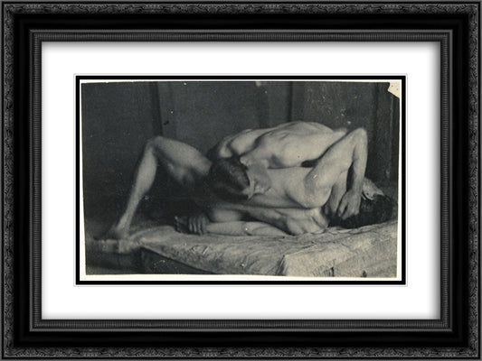 Photograph study for The Wrestlers 24x18 Black Ornate Wood Framed Art Print Poster with Double Matting by Eakins, Thomas