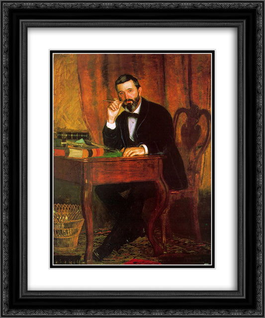 Portrait of Dr. Horatio C Wood 20x24 Black Ornate Wood Framed Art Print Poster with Double Matting by Eakins, Thomas