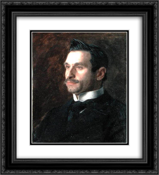 Portrait of Francesco Romano 20x22 Black Ornate Wood Framed Art Print Poster with Double Matting by Eakins, Thomas