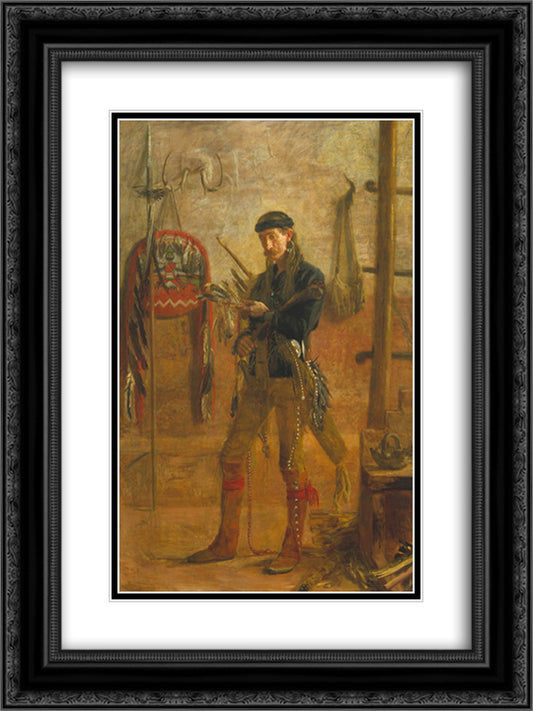 Portrait of Frank Hamilton Cushing 18x24 Black Ornate Wood Framed Art Print Poster with Double Matting by Eakins, Thomas