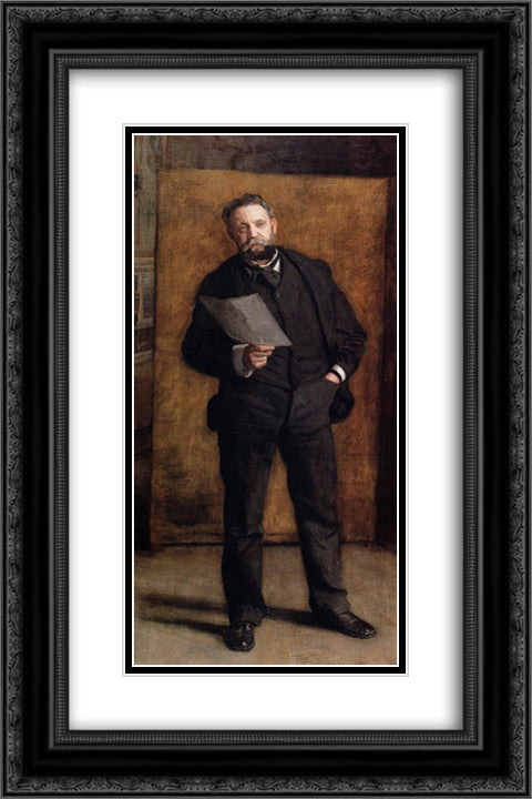 Portrait of Leslie W. Miller 16x24 Black Ornate Wood Framed Art Print Poster with Double Matting by Eakins, Thomas