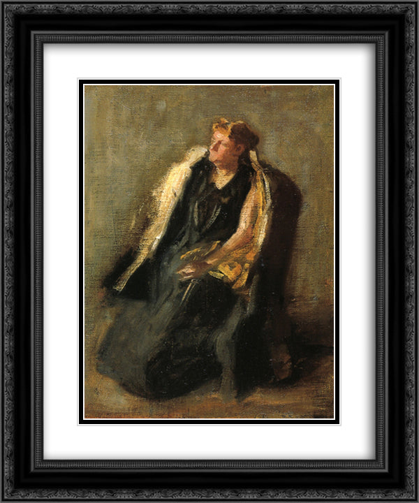 Portrait of Mrs. Hubbard (sketch) 20x24 Black Ornate Wood Framed Art Print Poster with Double Matting by Eakins, Thomas