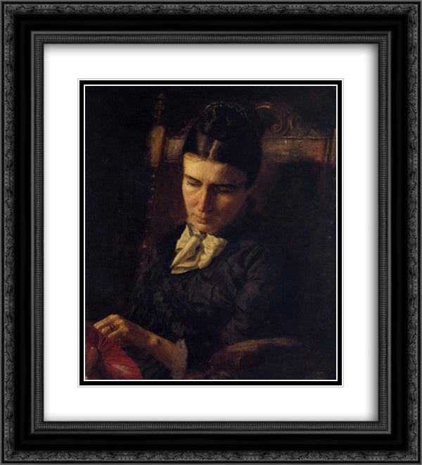 Portrait of Sarah Ward Brinton 20x22 Black Ornate Wood Framed Art Print Poster with Double Matting by Eakins, Thomas