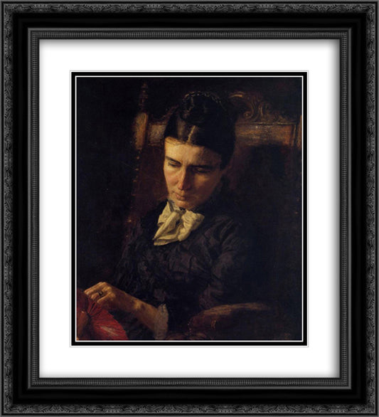 Portrait of Sarah Ward Brinton 20x22 Black Ornate Wood Framed Art Print Poster with Double Matting by Eakins, Thomas