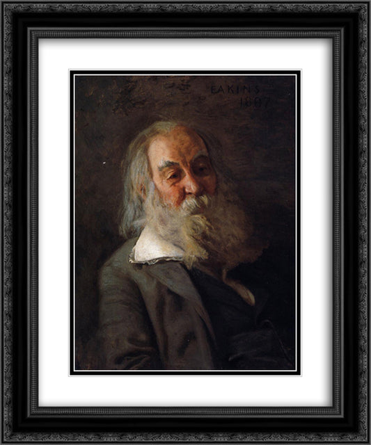 Portrait of Walt Whitman 20x24 Black Ornate Wood Framed Art Print Poster with Double Matting by Eakins, Thomas