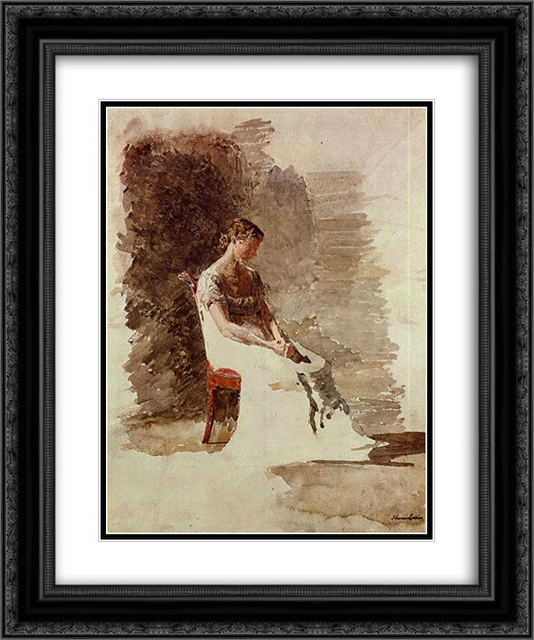Retrospection 20x24 Black Ornate Wood Framed Art Print Poster with Double Matting by Eakins, Thomas