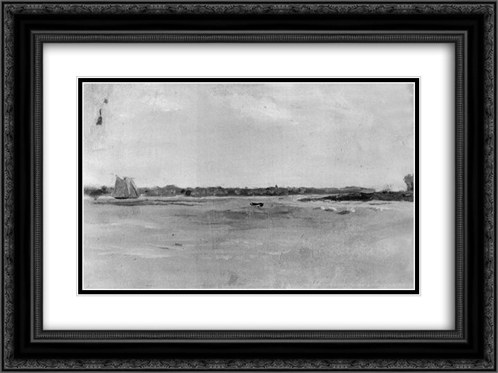 Sailboats Racing' study of the Delaware River 24x18 Black Ornate Wood Framed Art Print Poster with Double Matting by Eakins, Thomas