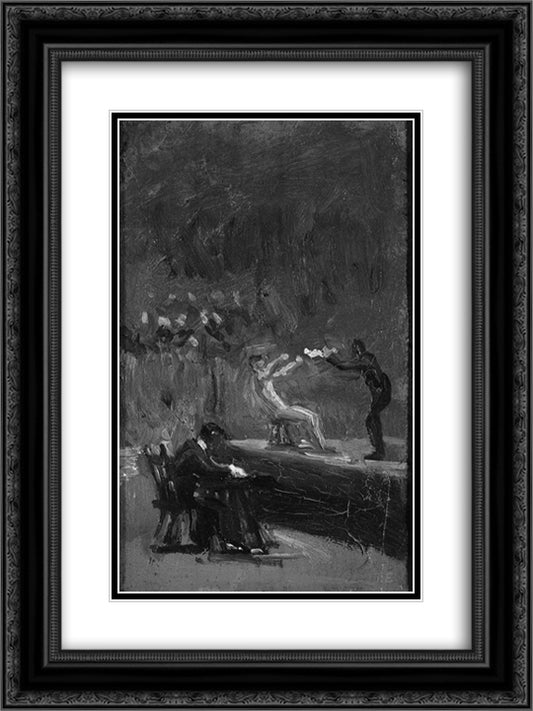 Sketch for Between Rounds 18x24 Black Ornate Wood Framed Art Print Poster with Double Matting by Eakins, Thomas