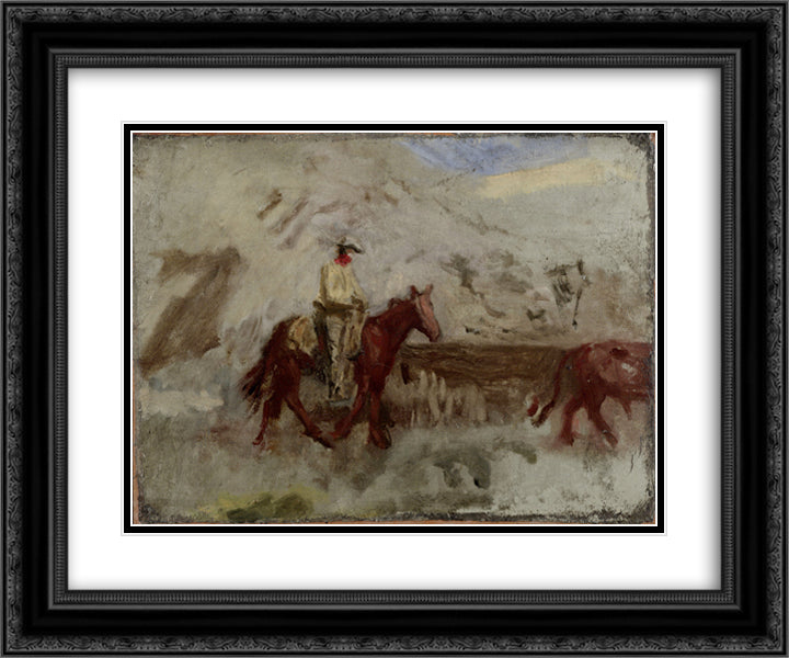Sketch for Cowboys in the Badlands 24x20 Black Ornate Wood Framed Art Print Poster with Double Matting by Eakins, Thomas