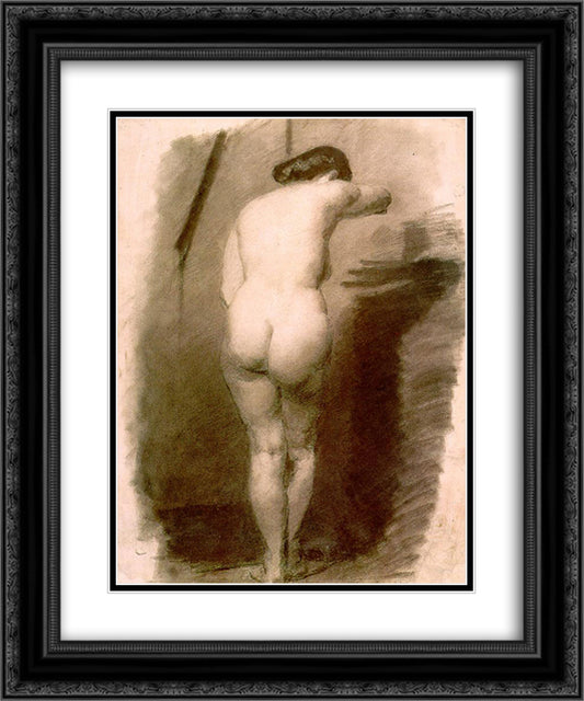 Standing Nude 20x24 Black Ornate Wood Framed Art Print Poster with Double Matting by Eakins, Thomas