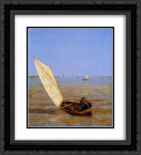 Starting Out after Rail 20x22 Black Ornate Wood Framed Art Print Poster with Double Matting by Eakins, Thomas