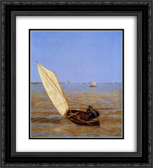 Starting Out after Rail 20x22 Black Ornate Wood Framed Art Print Poster with Double Matting by Eakins, Thomas