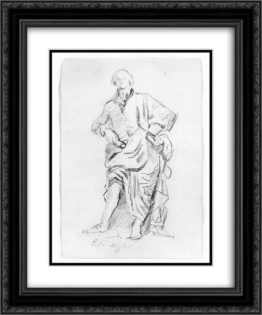 Studies for William Rush 20x24 Black Ornate Wood Framed Art Print Poster with Double Matting by Eakins, Thomas