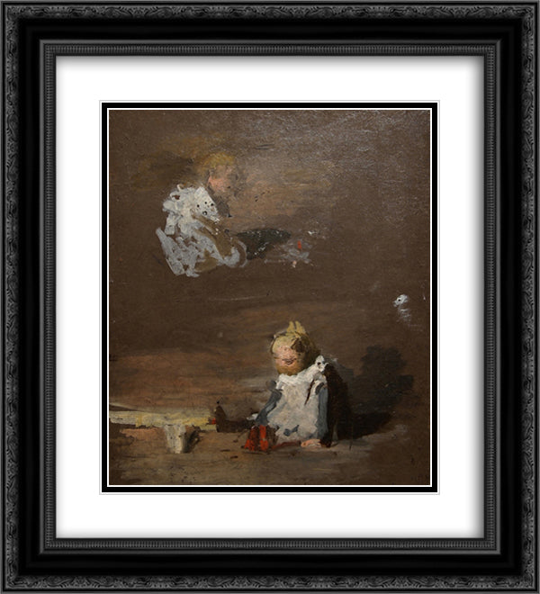 Studies of a Baby 20x22 Black Ornate Wood Framed Art Print Poster with Double Matting by Eakins, Thomas
