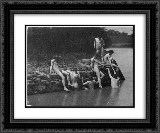 Study for The Swimming Hole 24x20 Black Ornate Wood Framed Art Print Poster with Double Matting by Eakins, Thomas