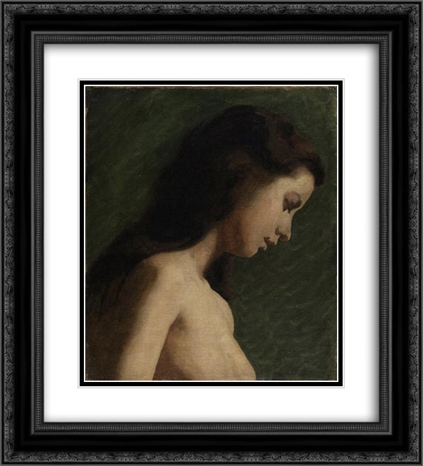 Study of a Girl's Head 20x22 Black Ornate Wood Framed Art Print Poster with Double Matting by Eakins, Thomas