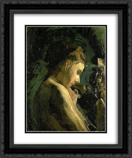 Study of a Girl's Head 20x24 Black Ornate Wood Framed Art Print Poster with Double Matting by Eakins, Thomas