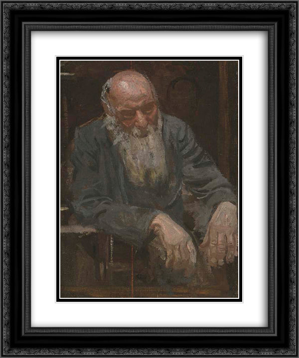 Study of an old man 20x24 Black Ornate Wood Framed Art Print Poster with Double Matting by Eakins, Thomas