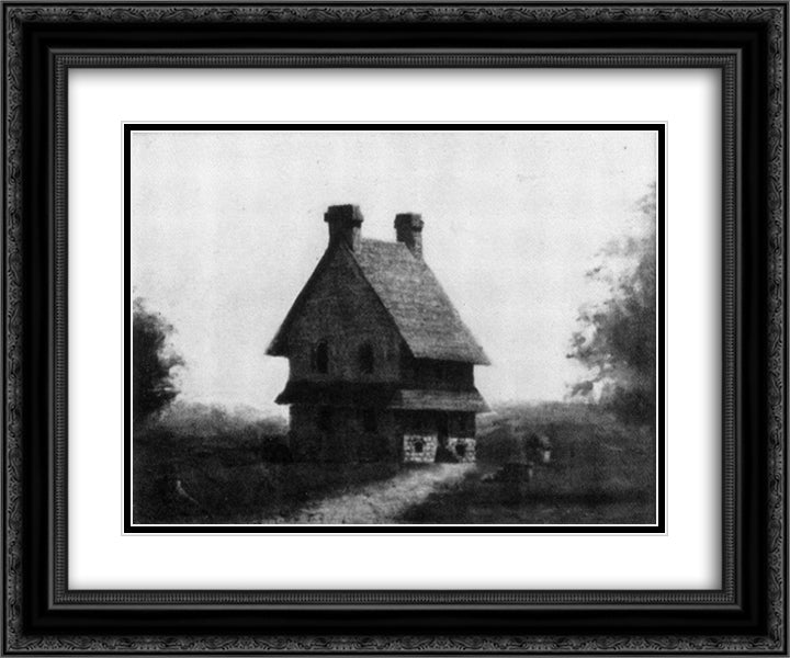 The Brinton House 24x20 Black Ornate Wood Framed Art Print Poster with Double Matting by Eakins, Thomas