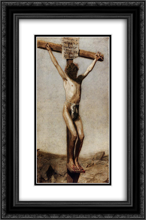 The Crucifixion 16x24 Black Ornate Wood Framed Art Print Poster with Double Matting by Eakins, Thomas