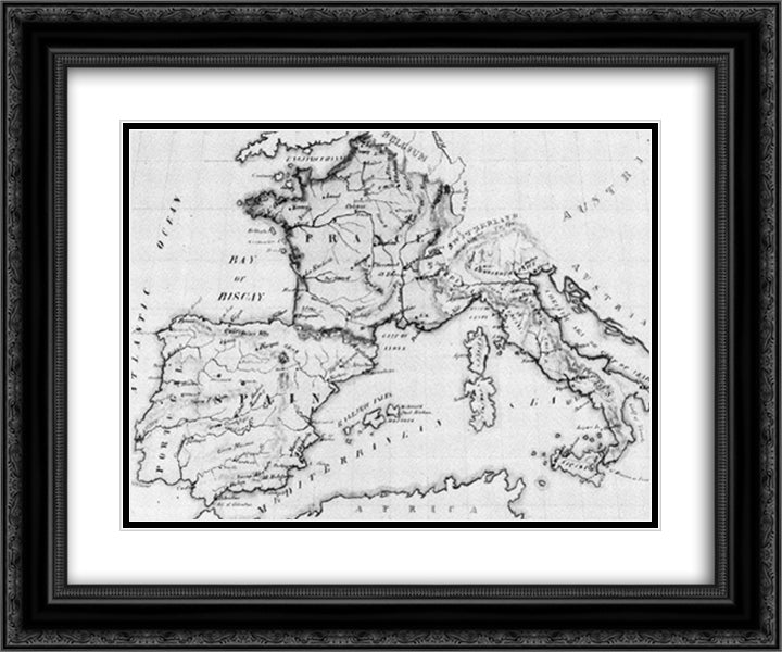 The map 24x20 Black Ornate Wood Framed Art Print Poster with Double Matting by Eakins, Thomas