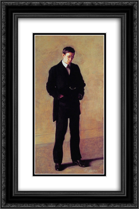 The Thinker 16x24 Black Ornate Wood Framed Art Print Poster with Double Matting by Eakins, Thomas