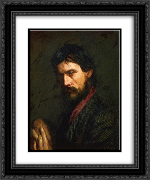 The Veteran (Portrait of Geo. Reynolds) 20x24 Black Ornate Wood Framed Art Print Poster with Double Matting by Eakins, Thomas