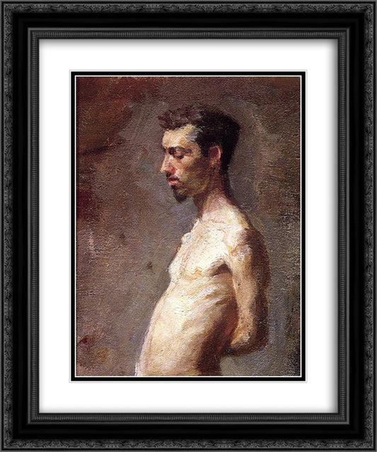 Wallace Posing 20x24 Black Ornate Wood Framed Art Print Poster with Double Matting by Eakins, Thomas