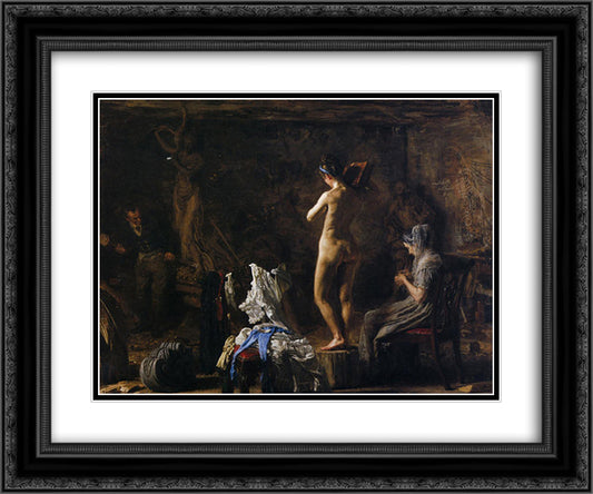 William Rush Carving His Allegorical Figure of the Schuykill River 24x20 Black Ornate Wood Framed Art Print Poster with Double Matting by Eakins, Thomas