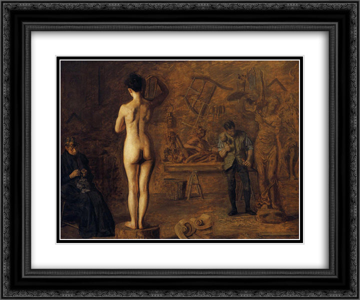 William Rush Carving His Allegorical Figure of the Schuylkill River 24x20 Black Ornate Wood Framed Art Print Poster with Double Matting by Eakins, Thomas