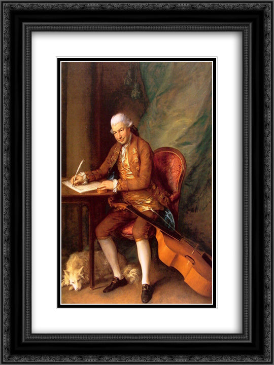 Carl Friedrich Abel 18x24 Black Ornate Wood Framed Art Print Poster with Double Matting by Gainsborough, Thomas