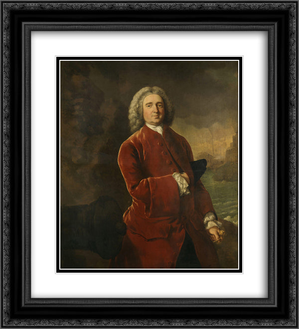 Edward Vernon 20x22 Black Ornate Wood Framed Art Print Poster with Double Matting by Gainsborough, Thomas