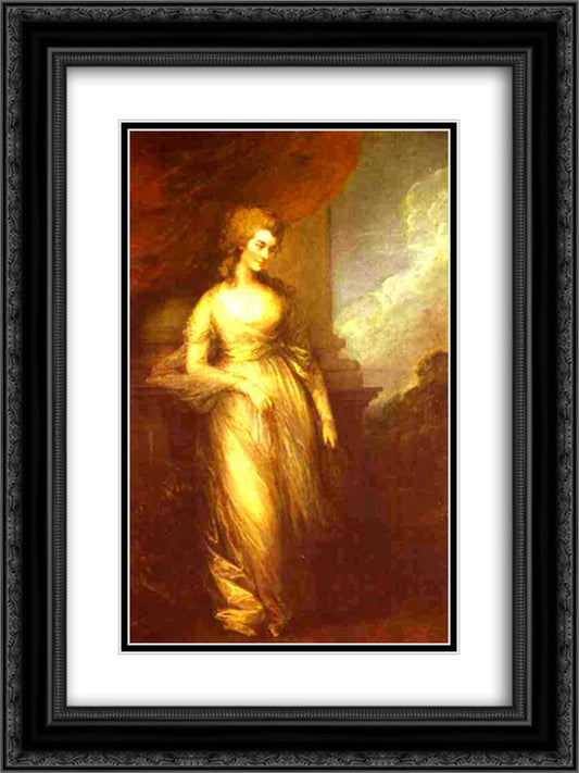 Georgiana, Duchess of Devonshire 18x24 Black Ornate Wood Framed Art Print Poster with Double Matting by Gainsborough, Thomas