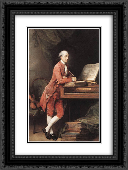 Johann Christian Fischer 18x24 Black Ornate Wood Framed Art Print Poster with Double Matting by Gainsborough, Thomas