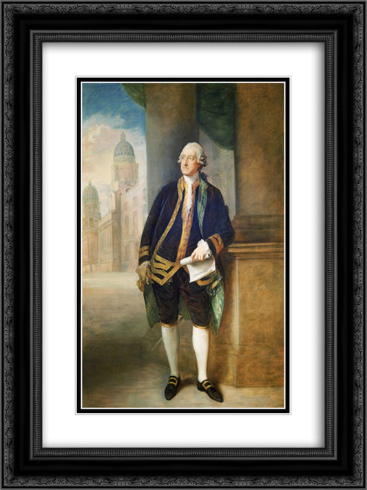 John Montagu, 4th Earl of Sandwich 18x24 Black Ornate Wood Framed Art Print Poster with Double Matting by Gainsborough, Thomas